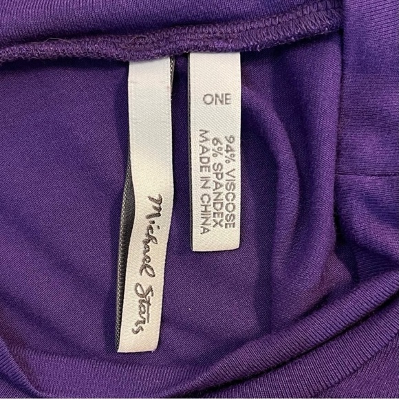 MICHAEL STARS ~ Purple Dress w/Ruffle Detail ~ Stars’ Signature Cotton ~One Size - Picture 2 of 6
